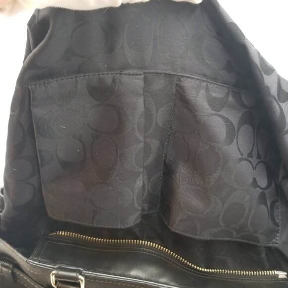 COACH HAMPTON Handbag, Black Leather Satchel tote - Picture 11 of 12